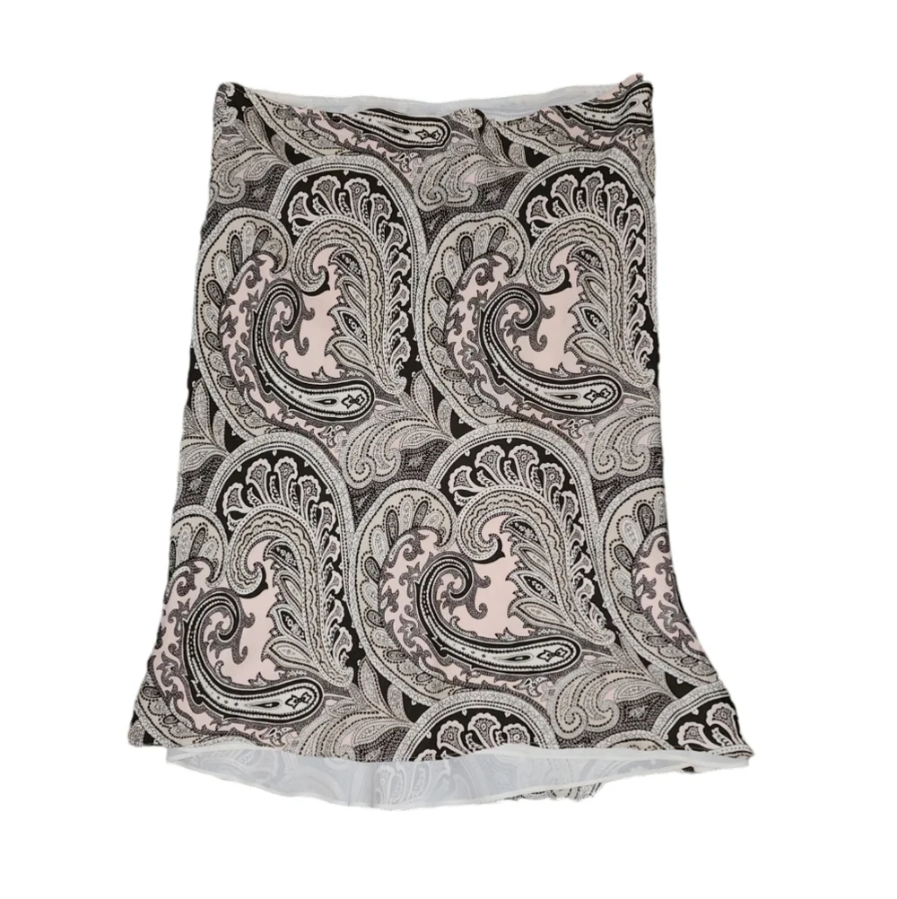 Michael Kors 100% Silk Paisley Midi Skirt Sz 4 Pink Green Brown